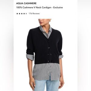 Aqua Cashmere Women's Black Cardigan Sweater buttons down